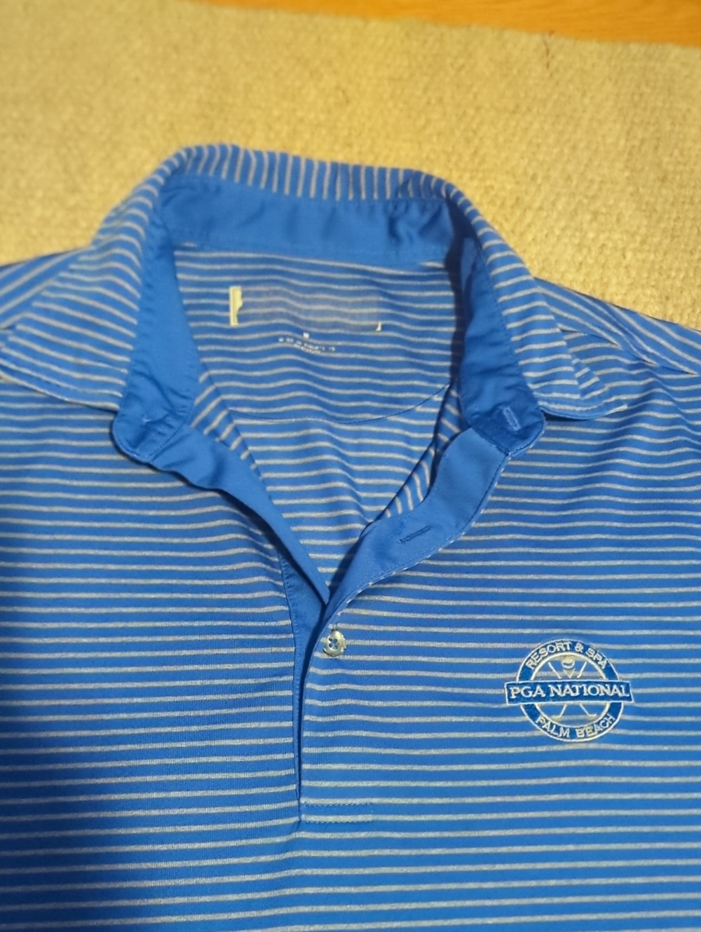 Mens Donald Ross PGA National Palm Beach Golf Polo Size Medium Blue/Grey Striped